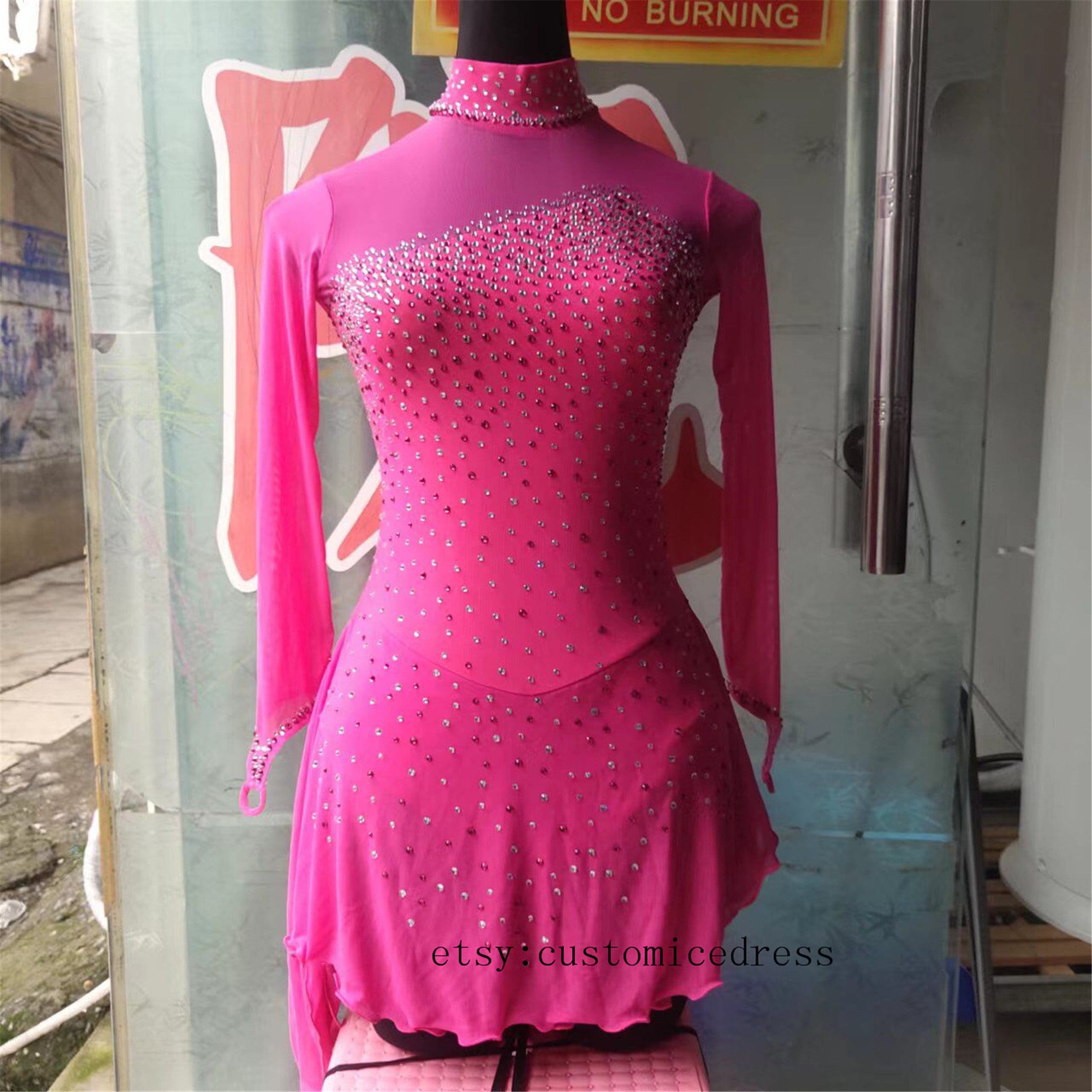 hot pink shimmer dress Hot Pink Sequins Lace-Up Plunging V Homecoming Dress Hunter Green / US 14 main image 0