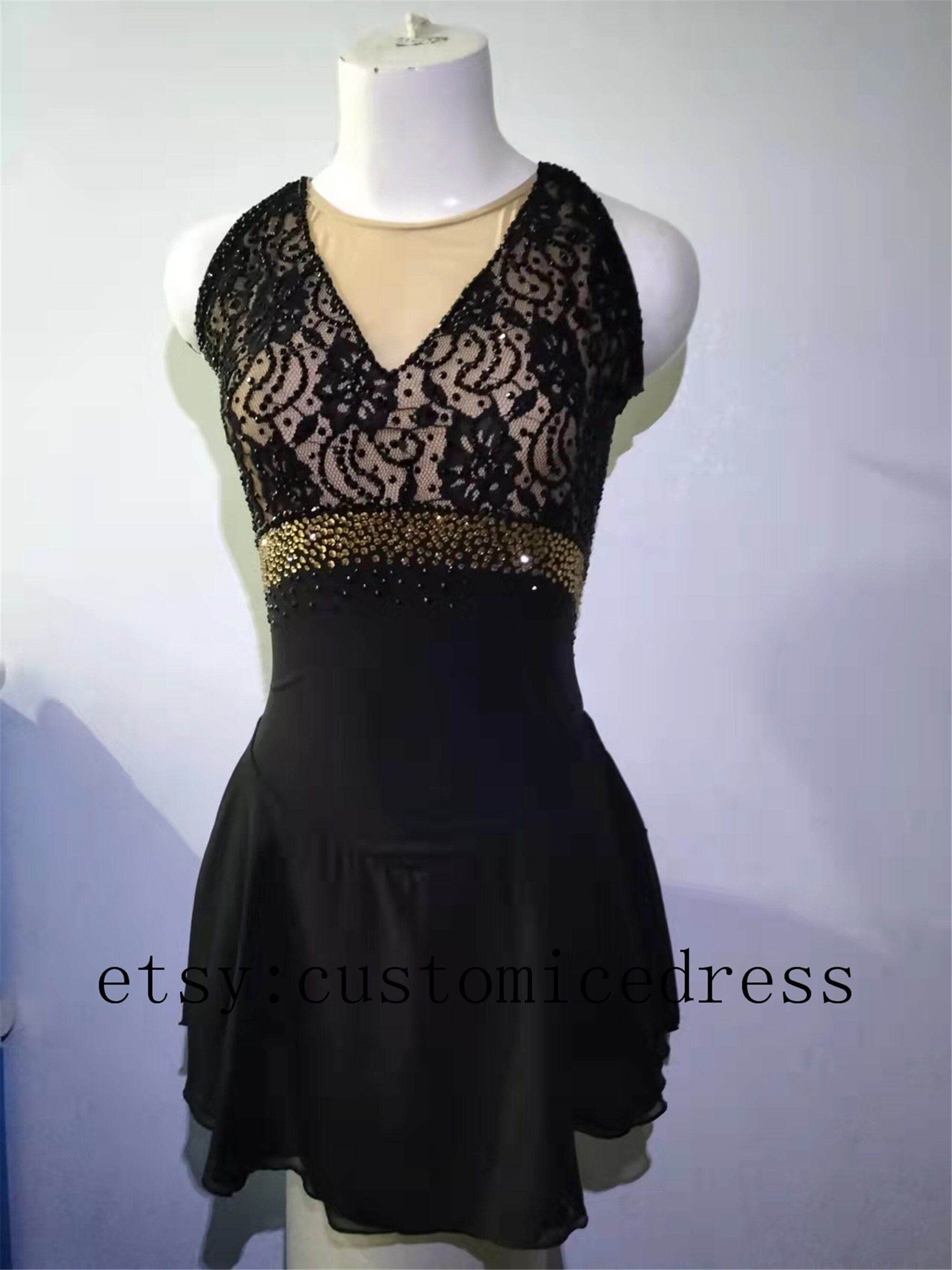 black and white geometric dress Jerry's Ready to Ship Lace Lives On #545 Skating Dress - Black main image 0