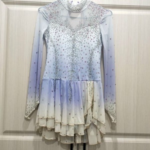 White Purple Ice Skating Dresses Custom  Girls  Customize  Women Competition Figure Skating Dress High Stretch Fabric