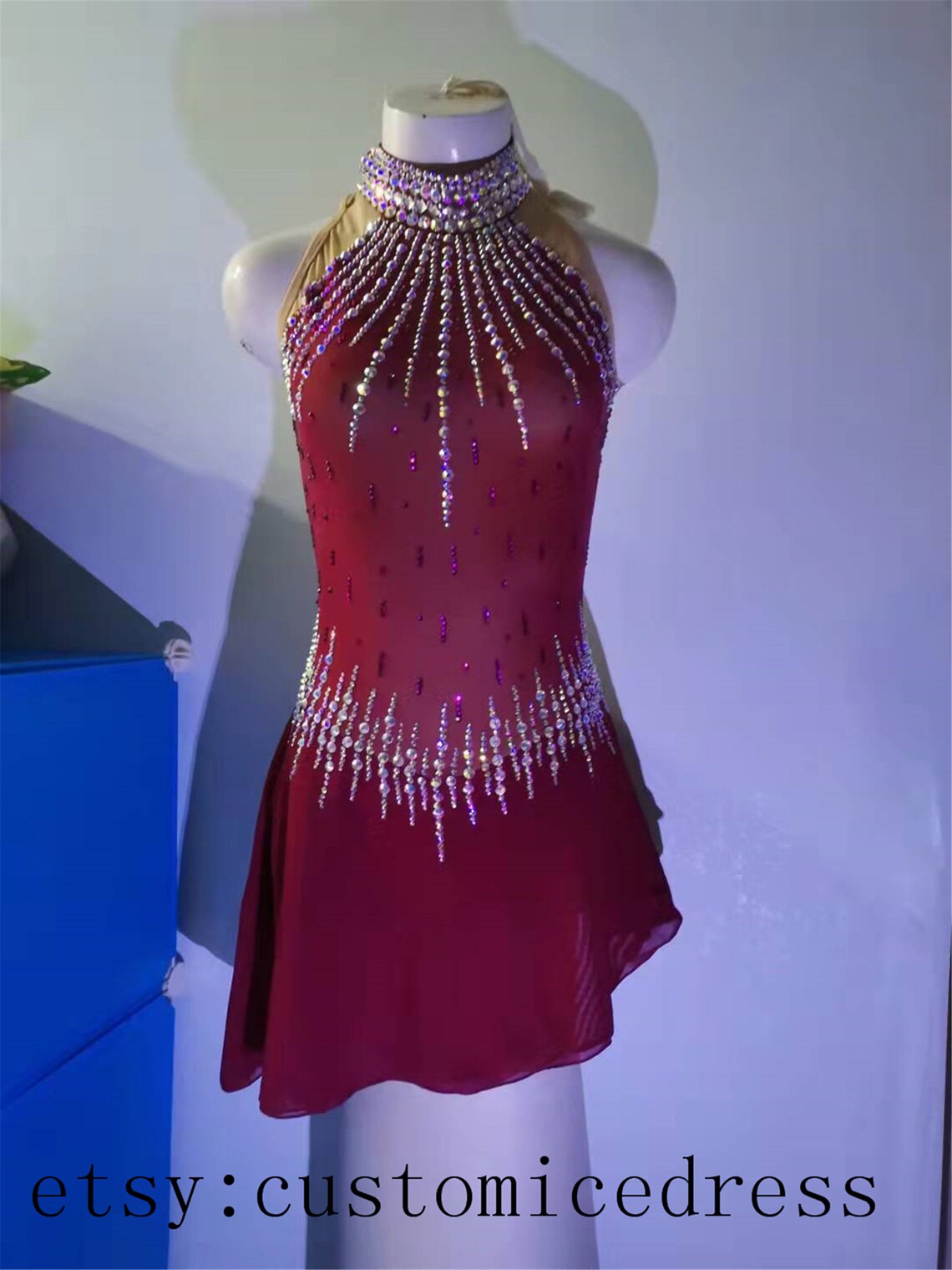 Red Figure Skating Dresses for Women Competition Ice Skating Etsy