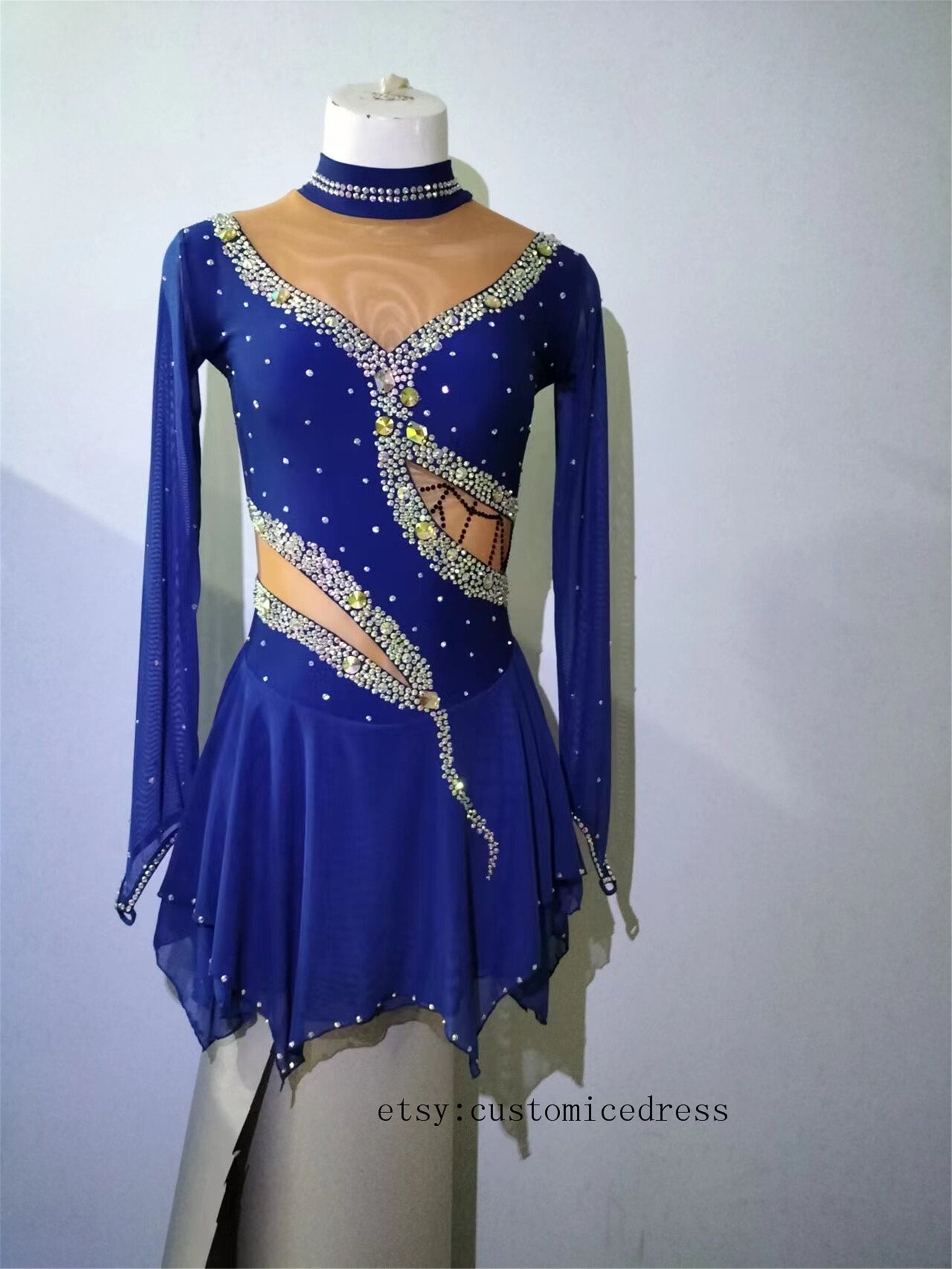 Skating Dress Custom Navy Blue Ice Skating Competition Dresses Girls - Etsy Skating Dress Custom Navy Blue Ice Skating Competition Dresses Girls - Etsy