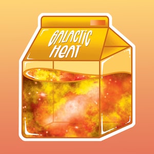 Yellow and Orange Galaxy Milk Carton Sticker - Space Vibes - Galactic Stars