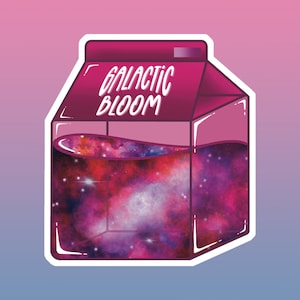 Pink Galaxy Milk Carton Sticker - Space Vibes - Galactic Stars