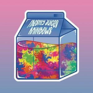 Rainbow Milk Carton Sticker - Happy Vibes - Trippy Psychedelic Sticker