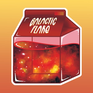 Red Fire Galaxy Milk Carton Sticker - Space Vibes - Galactic Stars