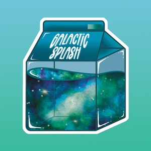 Blue Galaxy Milk Carton Sticker - Space Vibes - Galactic Stars
