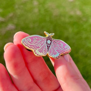 Sakura Moth Enamel Pin - Pink Cherry Blossom Witchy Moth Lapel Pin