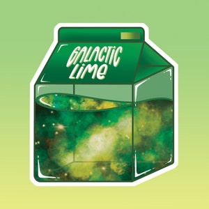 Green Galaxy Milk Carton Sticker - Space Vibes - Galactic Stars