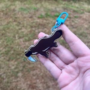 Platypus with knife Acrylic Keychain - Australian Animal Keychain