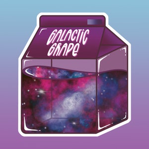 Purple Galaxy Milk Carton Sticker - Space Vibes - Galactic Stars
