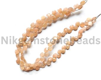 AAA+ Peach Moonstone Stone, Peach Moonstone Heart Cut Beads, 4.25-4.75 MM, Briolette Faceted Heart Cut Gems, Natural Peach Moonstone Beads.
