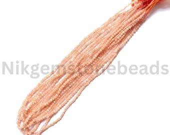 AAA+ Natural Peach Moonstone Beads, Moonstone Round Cut Stone, 1.90-2.20 MM, Natural Peach Moonstone Beads, Micro Faceted Round Cut Gemstone