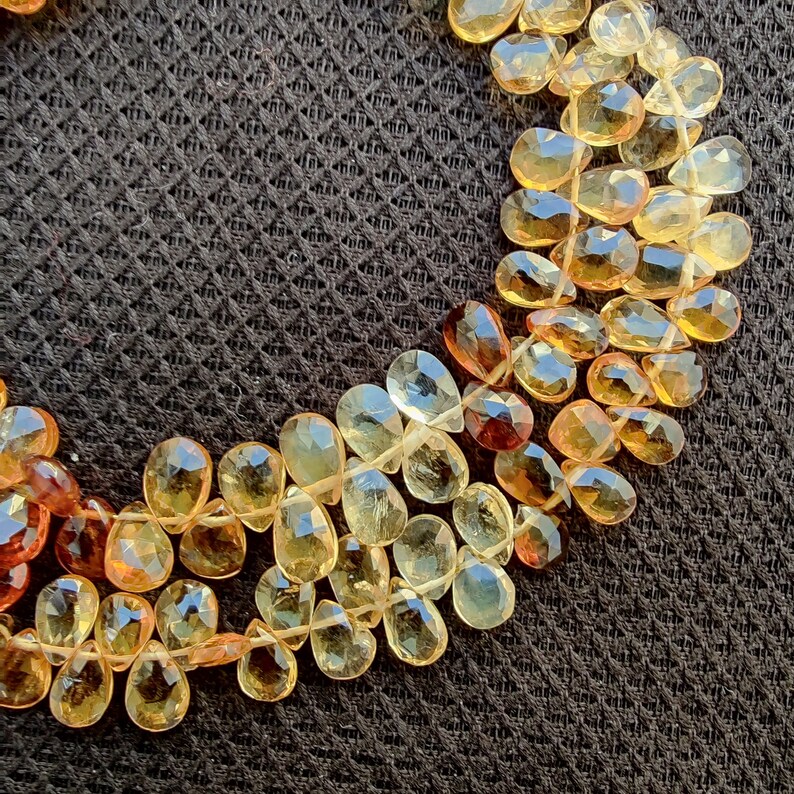 Citrine Pear Shape Gemstone Beads Natural Shaded Citrine Beads,AAA 77 Pcs,Natural Faceted Citrine Shaded Pear Cut Gemstone Beads Citrine.