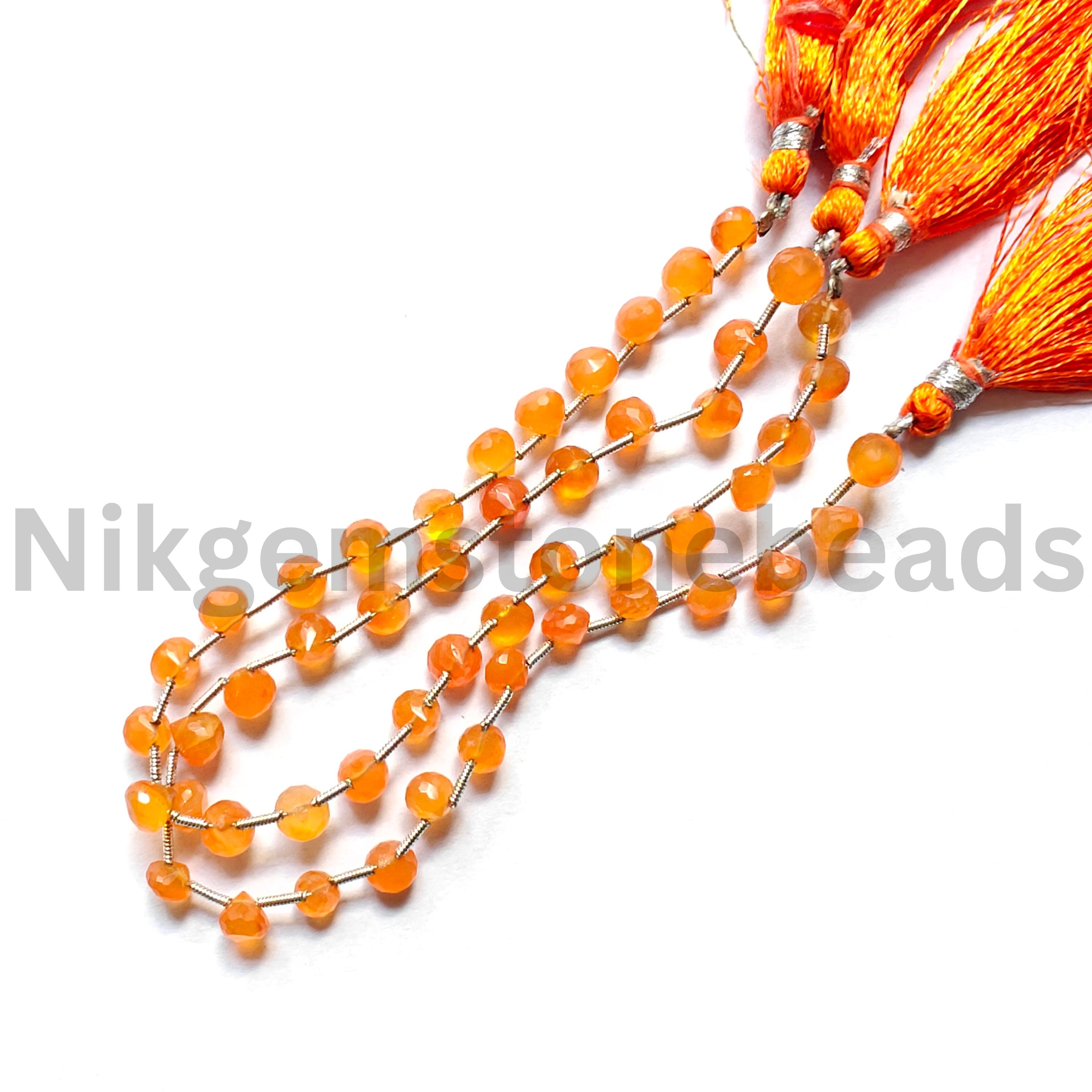 Carnelian Onion Cut Beads, Carnelian Gemstone Beads, 5.00-6.50 MM