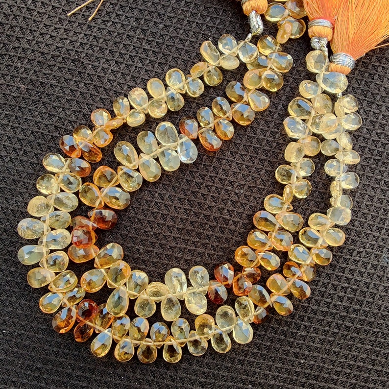 Citrine Pear Shape Gemstone Beads Natural Shaded Citrine Beads,AAA 77 Pcs,Natural Faceted Citrine Shaded Pear Cut Gemstone Beads Citrine.