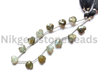 Labradorite heart cut gems, 9.00-9.50 MM, briolette faceted heart cut beads, natural Labradorite beads, AAA+ multi flash Labradorite stone.