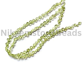 AAA+ natural green Peridot gems, green color Peridot, Peridot heart cut beads, 3.50-4.00mm, Peridot heart stone, briolette faceted cut beads