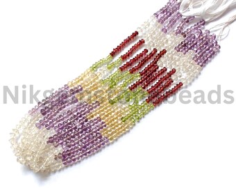 AAA+ Natural Semi Precious Beads, Semi Precious Rondelle Shape Gems, 3.00-5.50 MM, Faceted Rondelle Cut Beads, Multi Semi Precious Stone.