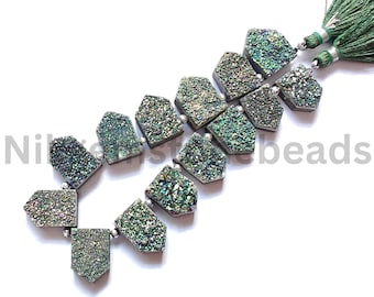 Briolette Faceted Pentagon Cut Beads, 15.00-18.50 MM, Quartz Pentagon Cut Beads, Natural Druzy Quartz Gems, AAA+ Natural Druzy Quartz Stone.