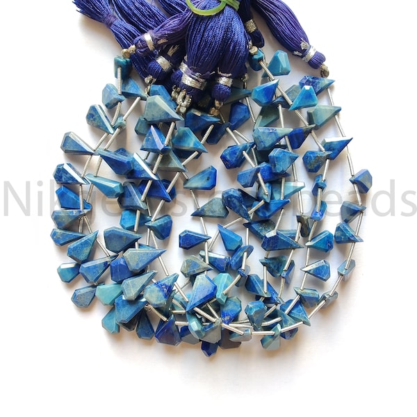 Natural Lapis Lazuli, AAA+ Lapis Lazuli Beads, Lapis Lazuli Fancy Beads, Lapis Lazuli Gemstone, Briolette Faceted Triangle Cut Beads, 21 Pcs