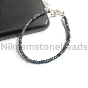 Sapphire Beads bracelet, 3.00-3.25mm, Sapphire plain rondelle stone bracelet, AAA+ Blue Sapphire Beaded Bracelet jewelry for women Gift Item