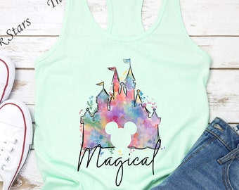 Watercolor Cinderella Castle Tank Top, Magical Castle Shirt, Princess Castle Tank Top E3670