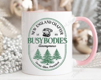 Busybodies Anonymous Mug, White Christmas Mug, Christmas Movie Mug, Columbia Inn, Pine Tree Vermont, Bing Crosby E4858