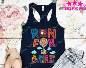 Pixar Up Running Tank Top, Balloons Race Tank, Run for a New Adventure, Springtime Surprise Weekend Tank E5029