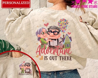Pixar Up Carl And Ellie Adventure Is Out There Sweatshirt/ Shirt, Personalized Up Carl and Ellie Couple Shirt,