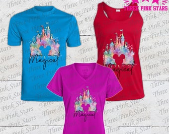 Watercolor Cinderella Castle Dry Wick Shirt, Magical Castle Tank Top, Princess Castle Shirt E3670