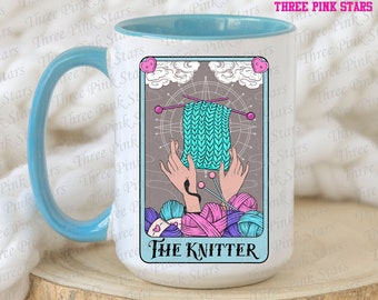 Knitter Tarot Card Mug, Crochet The Knitter Tarot Card Mug, Knitter Gift, Crafting, Knitting Lover Gift E4974