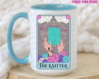 Knitter Tarot Card Mug, Crochet The Knitter Tarot Card Mug, Knitter Gift, Crafting, Knitting Lover Gift E4974