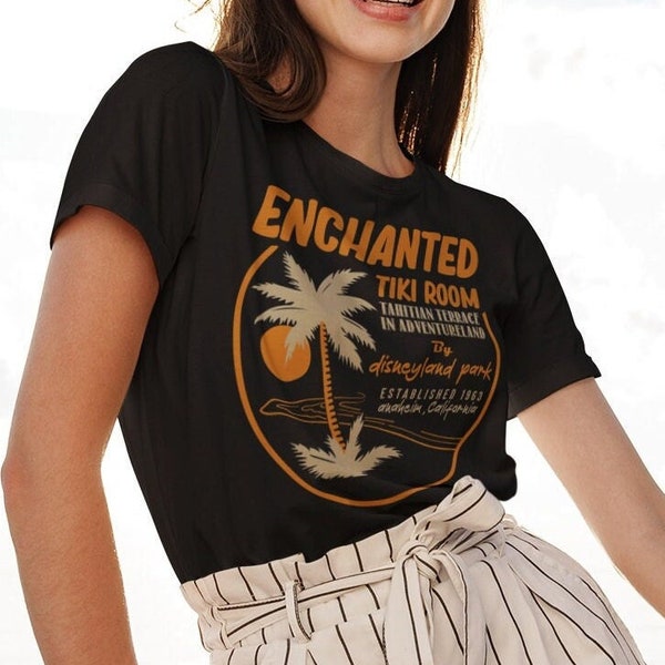 Chemise de chambre tiki enchantée, t-shirt polynésien Adventureland, t-shirt tahitien E3655