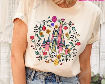 Magic Kingdom Castle Shirt, Princess Castle T-shirt, Magic Kingdom Floral Spring Shirt E3653