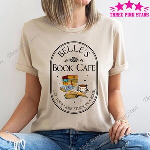 Belle Princess Shirts, Beauty and the Beast T-shirt, Belle's Book Cafe Tee E4051