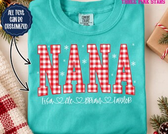 Personalized Nana Christmas Sweatshirt/ Shirt, Custom Nana with Kids Names Shirt E10739