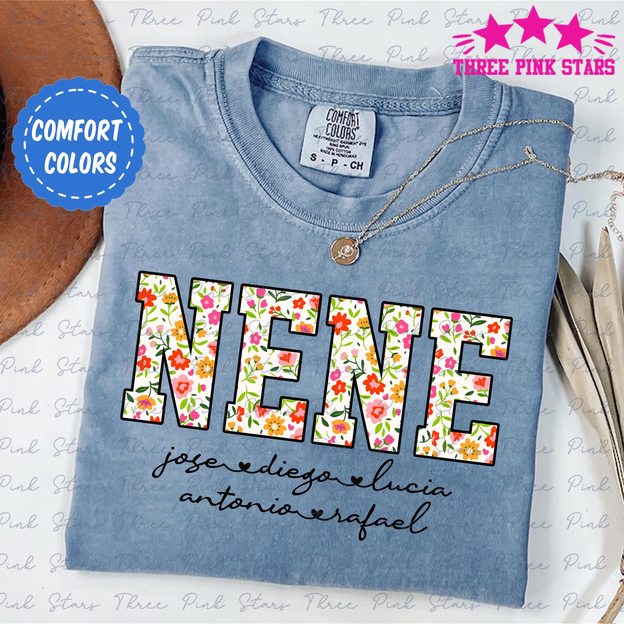 Personalized Nene Comfort Colors Shirt, Floral Nene Shirt, Nene