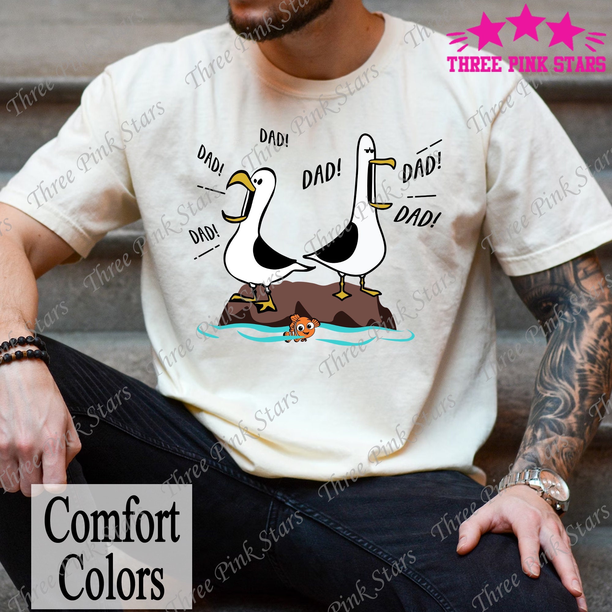 Dad Dad Dad Nemo Seagull Comfort Colors Shirt, Finding Nemo Shirt E4207