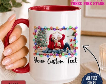 Personalized Photo Mug, Custom Text Mug, Christmas Picture Couple Family Mug BK000354