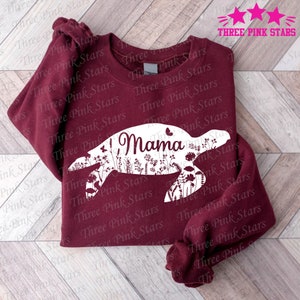 Mom Turtle Sweatshirt, Turtle Mom Sweatshirt, Turtle Mama Sweatshirt, Floral Turtle Mom Sweatshirt, Mother's Day Gift, Gift for Mom E5063 image 3