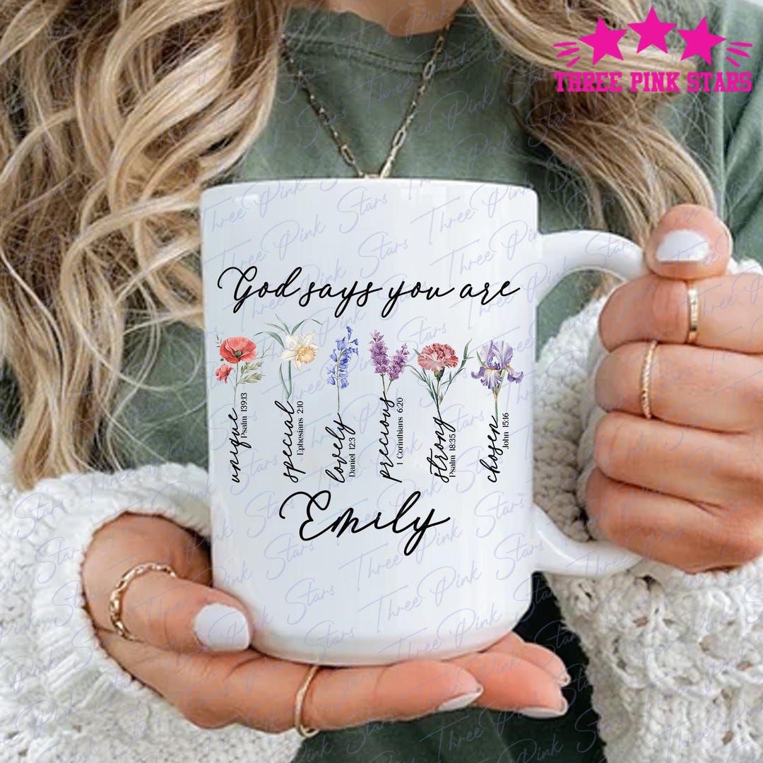 Personalized Christian Mug, Bible Verse Mug, God Says You Are E5794 - Etsy