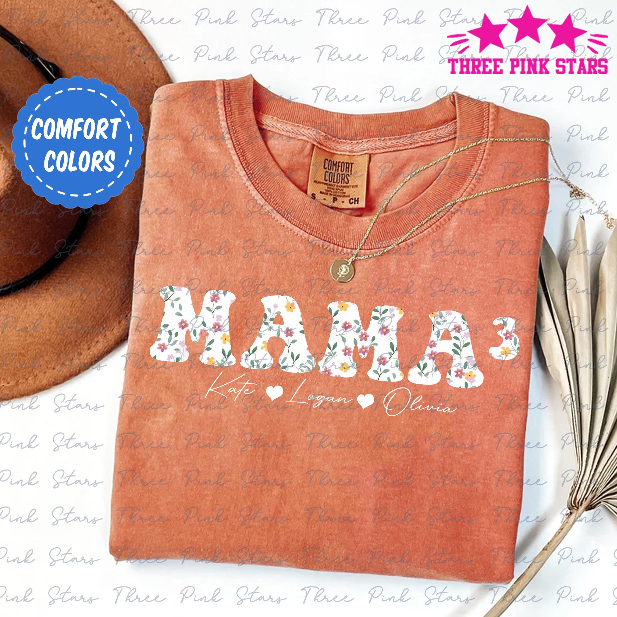 Mama of 3 Comfort Colors Shirt, Personalized Mama of Three Shirt
