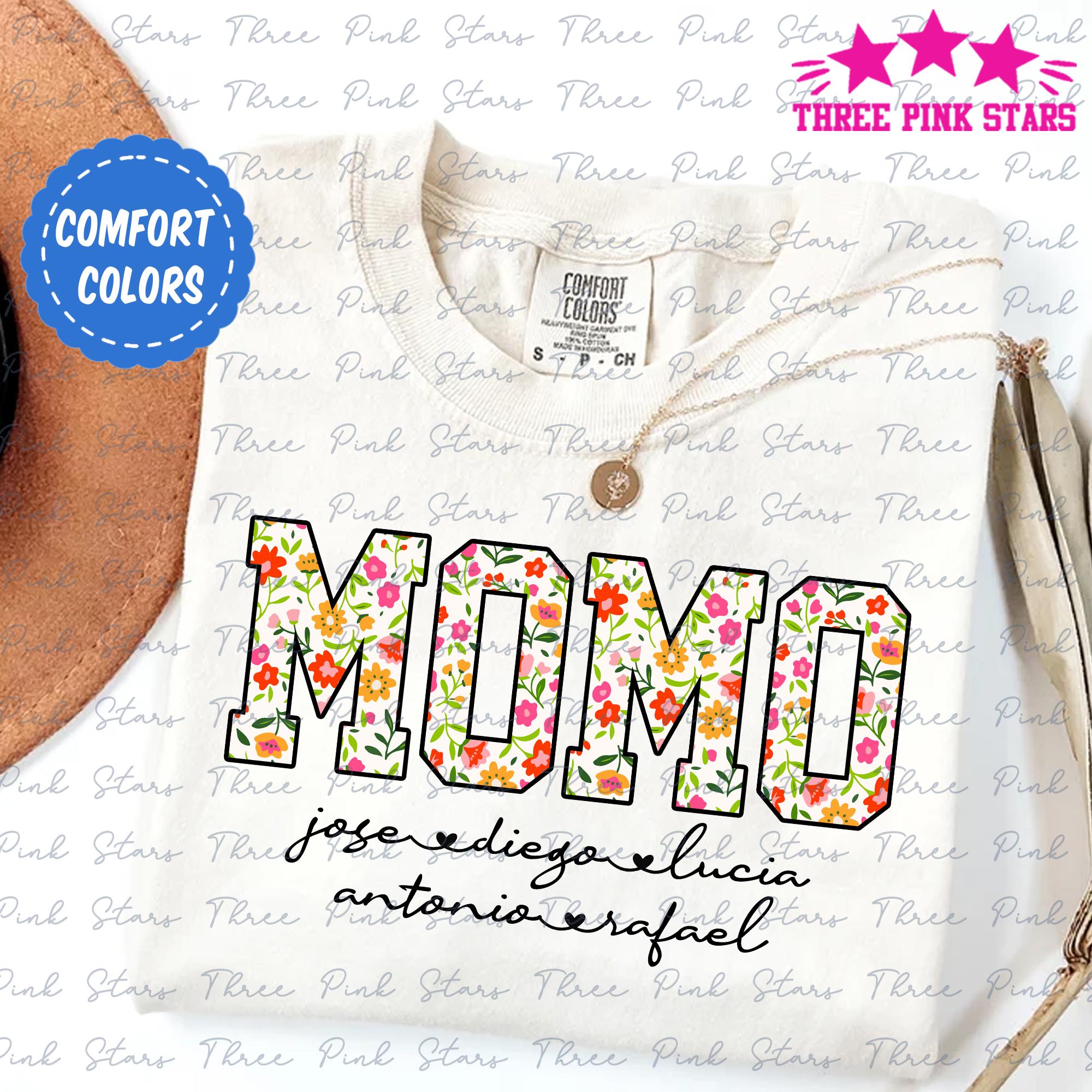 Personalized Momo Comfort Colors Shirt, Floral Momo Shirt, Momo