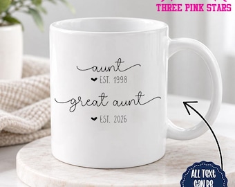 Personalized Great Aunt Mug, Custom Great Aunt Est Mug, Gift for New Auntie E9471