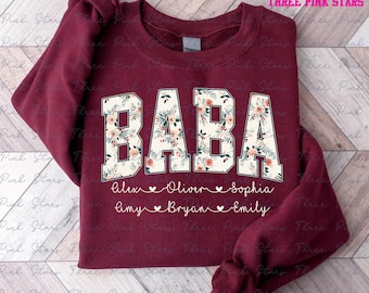 Personalized BABA Sweatshirt, Custom BABA With Kids Names Gift E8165
