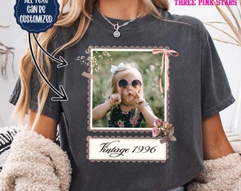 Personalized Vintage Photo And Year Shirt, Custom Picture Birthday Shirt, 30th Birthday Gift, 40th Birthday Gift E10388