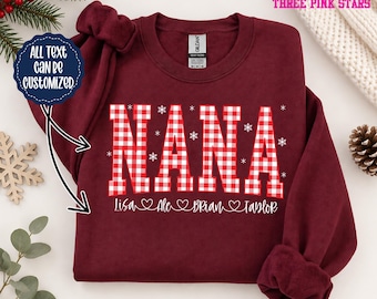Personalized Nana Sweatshirt/ Shirt, Custom Nana Christmas with Kids Names Shirt E10739