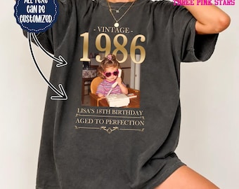 Personalized Vintage Photo Birthday Shirt/ Sweatshirt, Custom 1986 Birthday Shirt E10744