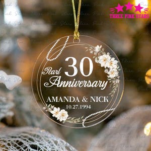 Personalized Pearl 30th Anniversary Acrylic Ornament, 30th Wedding Anniversary Gift OR010