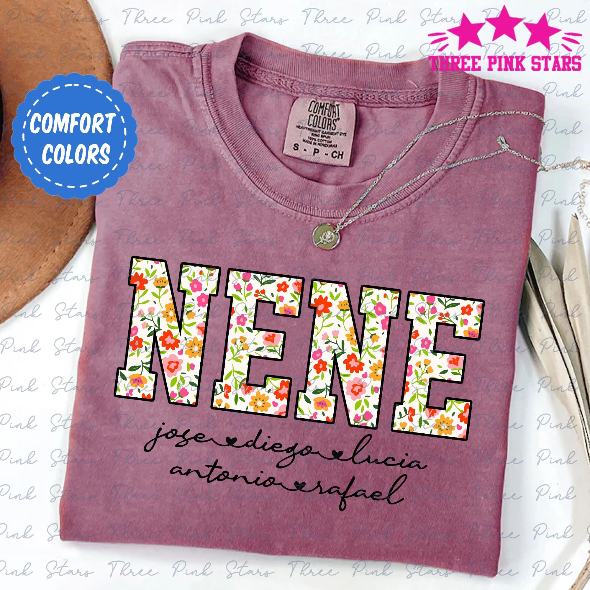 Personalized Nene Comfort Colors Shirt, Floral Nene Shirt, Nene